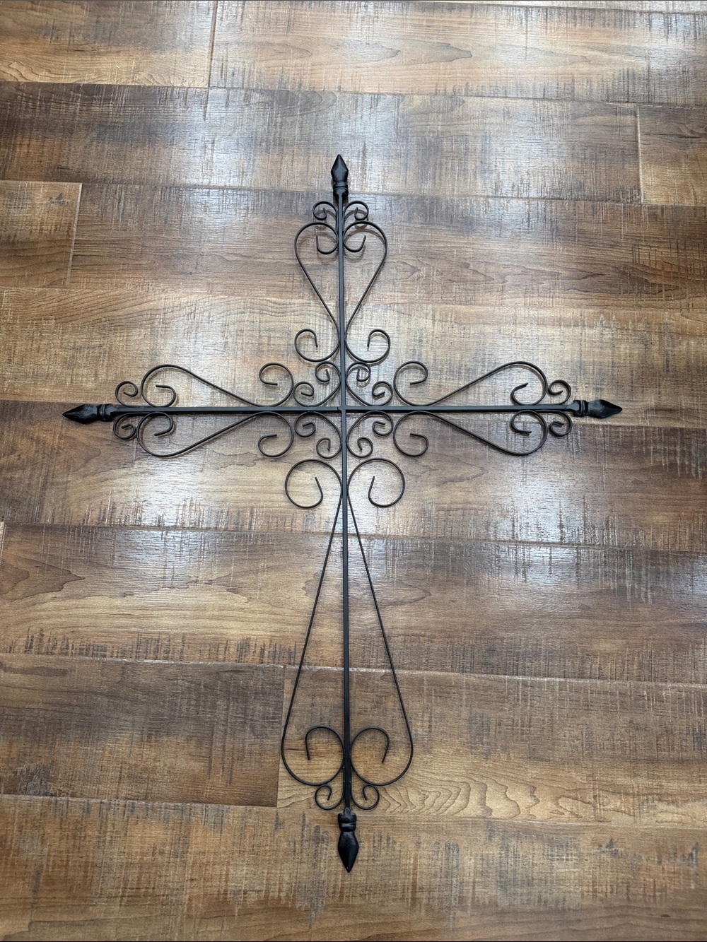 Black Decorative Metal Wall Cross - Elegant Scroll Design At Home America